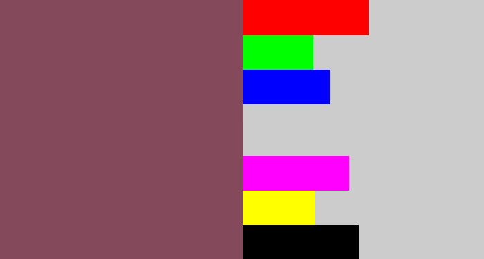 Hex color #844a5c - dark mauve