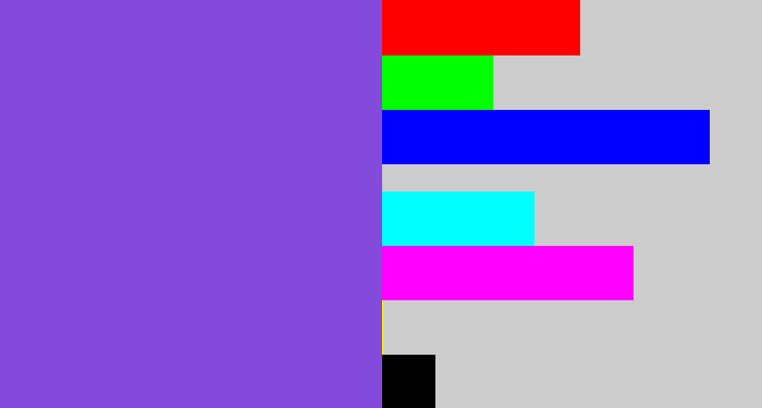 Hex color #844adc - purpley