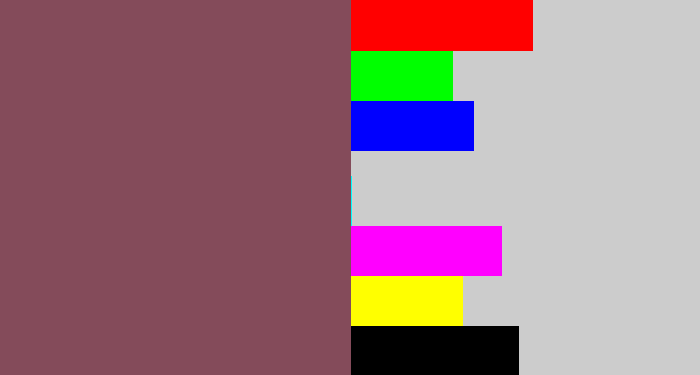 Hex color #844b5a - dark mauve