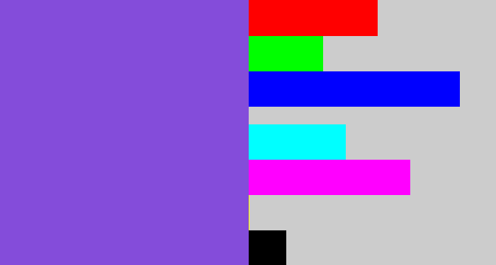 Hex color #844cda - purpley