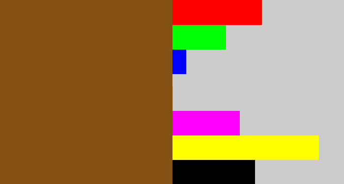 Hex color #845014 - medium brown