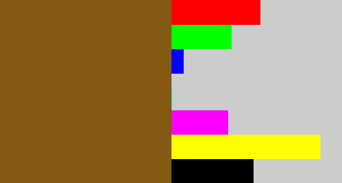 Hex color #845911 - medium brown