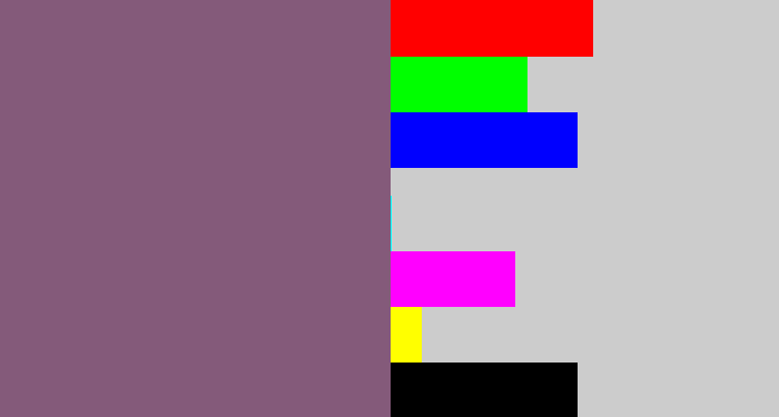 Hex color #845a7a - dull purple