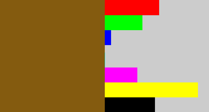 Hex color #845b0f - medium brown