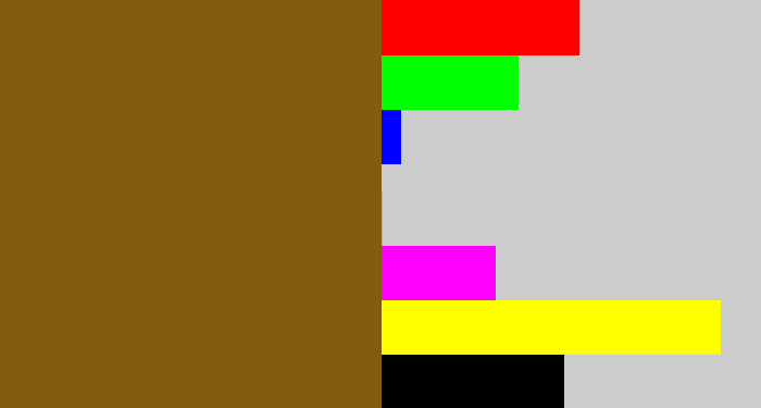 Hex color #845c0e - medium brown