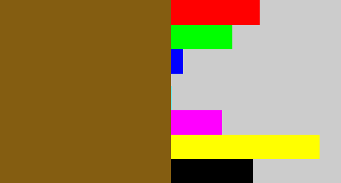 Hex color #845d11 - medium brown