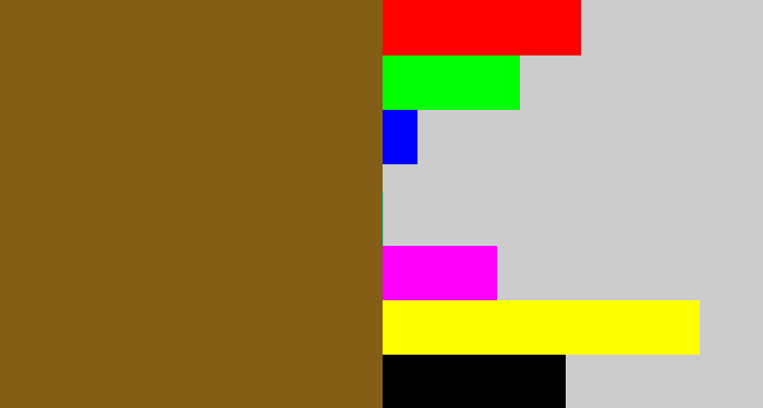 Hex color #845d17 - medium brown