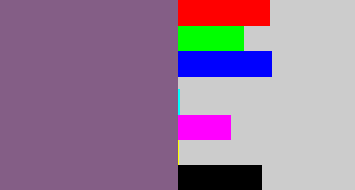 Hex color #845e86 - dusty purple