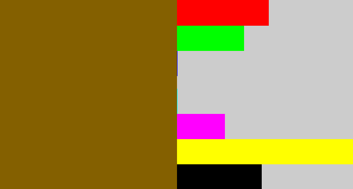 Hex color #846000 - poo brown