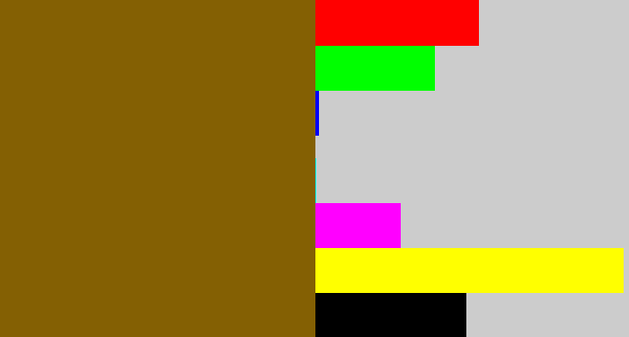 Hex color #846003 - poo brown