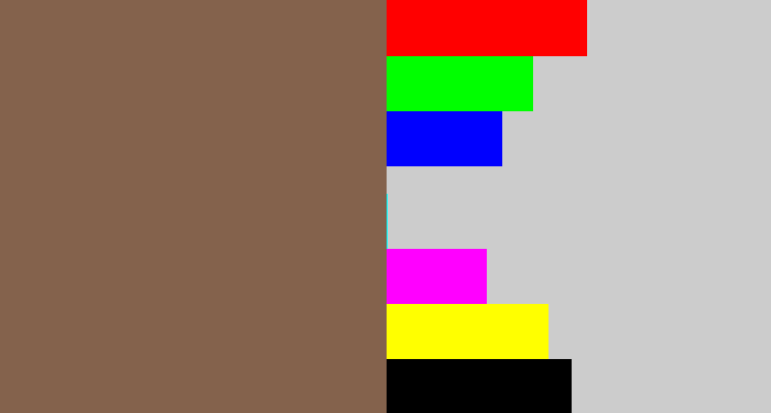 Hex color #84624c - dark taupe