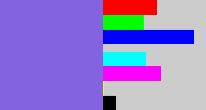 Hex color #8463e0 - purpley