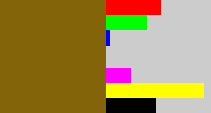 Hex color #846409 - muddy brown