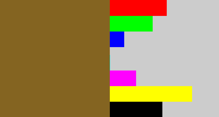 Hex color #846421 - hazel
