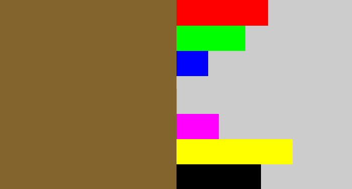 Hex color #84642d - dirt brown