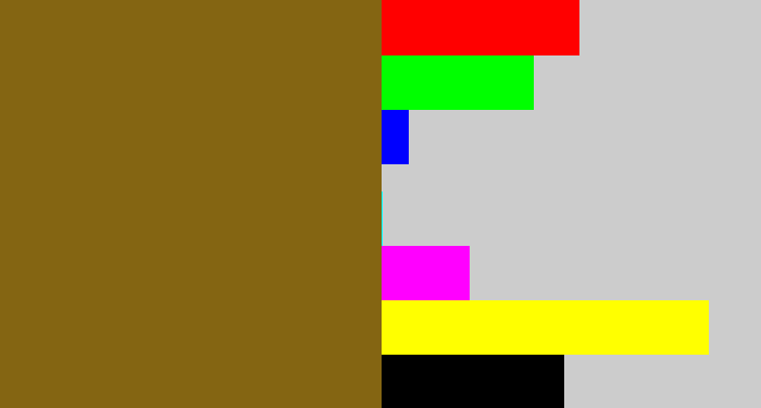 Hex color #846512 - muddy brown