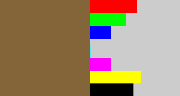 Hex color #84653a - dirt brown