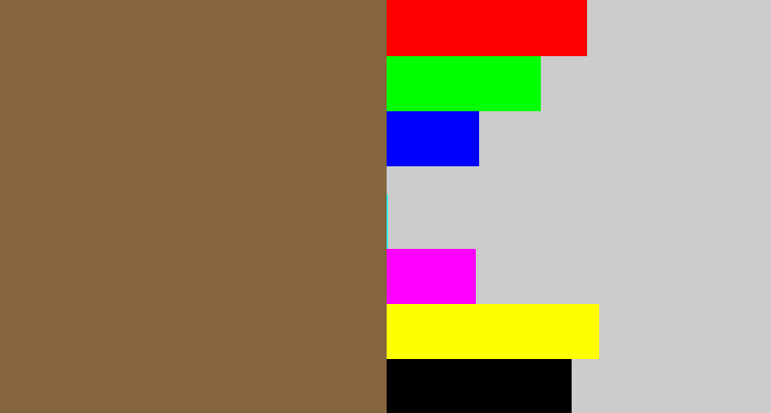 Hex color #84653c - dirt brown
