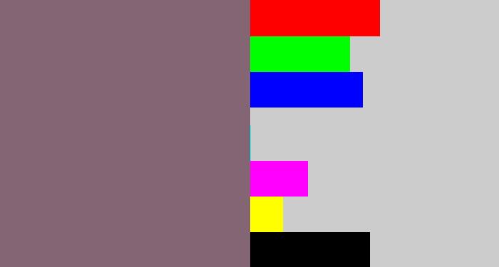 Hex color #846573 - dusky purple