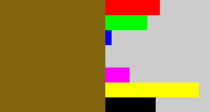 Hex color #84660f - muddy brown
