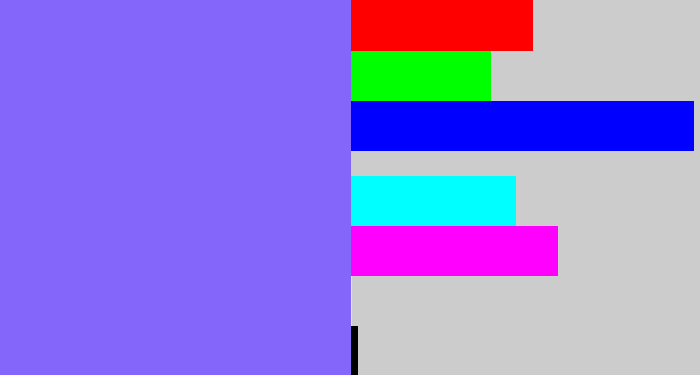 Hex color #8467fa - purpley