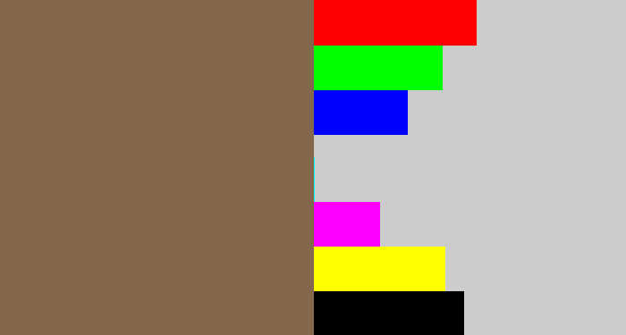 Hex color #84684c - dark taupe