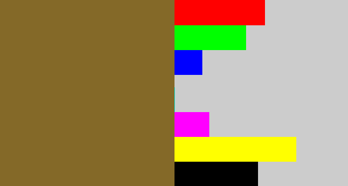 Hex color #846928 - dirt brown