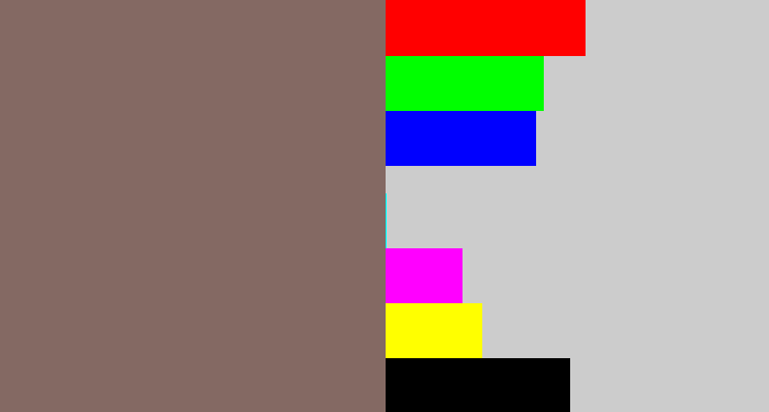Hex color #846963 - brownish grey