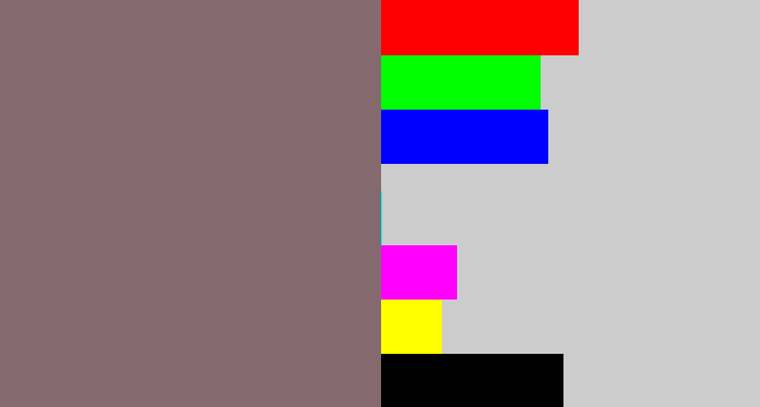 Hex color #846a6f - purplish grey
