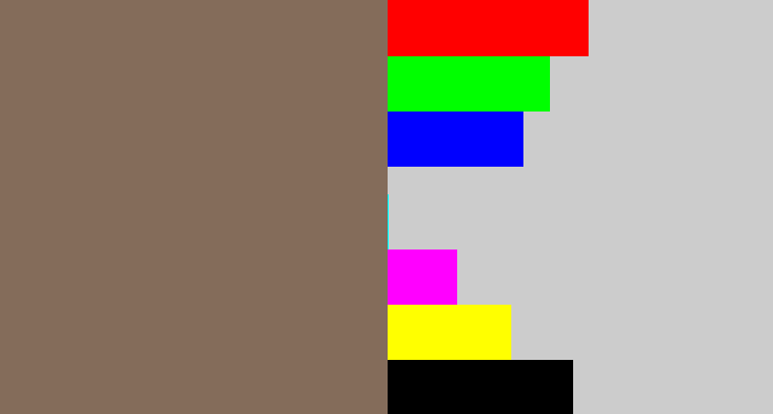 Hex color #846c5a - grey brown