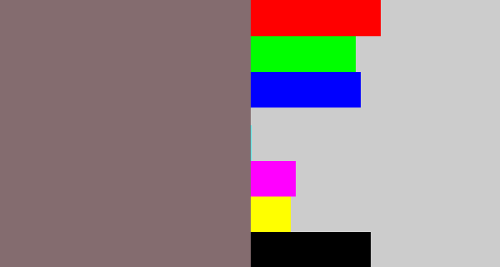 Hex color #846c6f - purplish grey