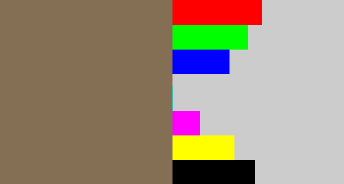Hex color #846f55 - grey brown