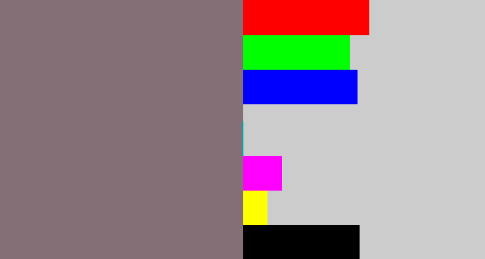 Hex color #846f77 - purple grey