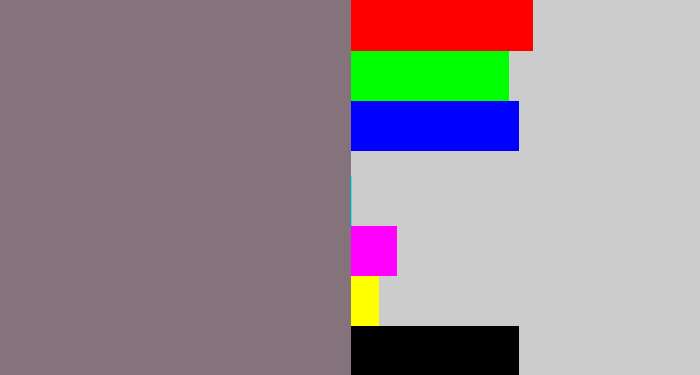 Hex color #84737a - purple grey