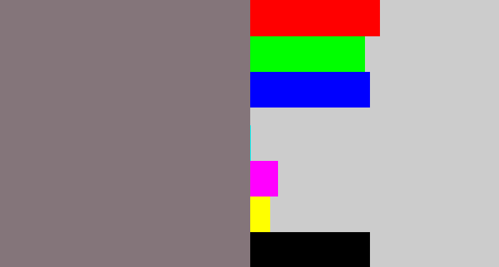 Hex color #84757a - medium grey