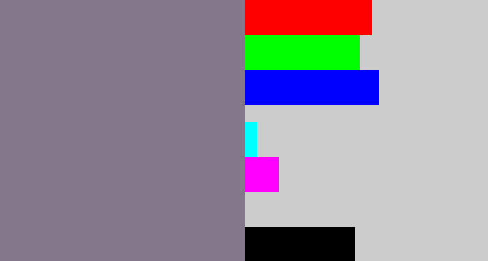 Hex color #84778b - greyish purple