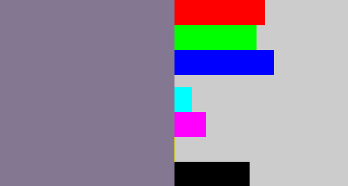 Hex color #847792 - greyish purple