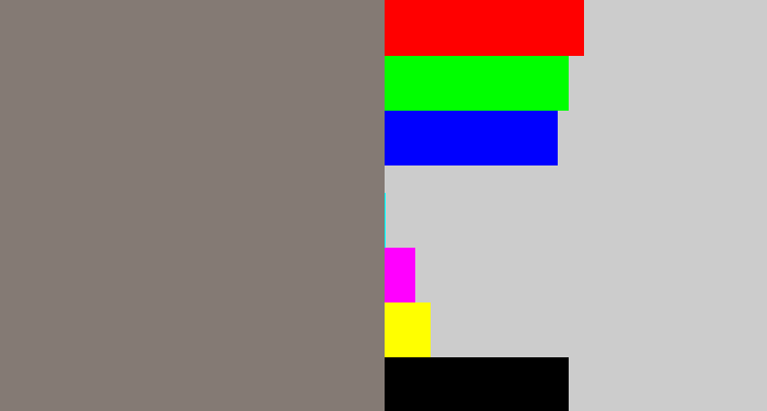 Hex color #847a74 - medium grey