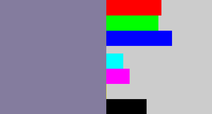 Hex color #847c9e - greyish purple