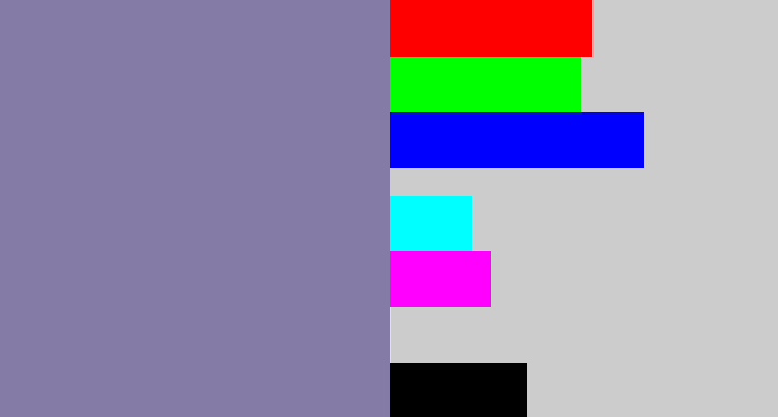 Hex color #847ca7 - blue/grey