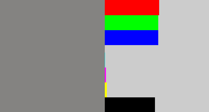 Hex color #848381 - medium grey