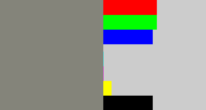 Hex color #84847a - medium grey