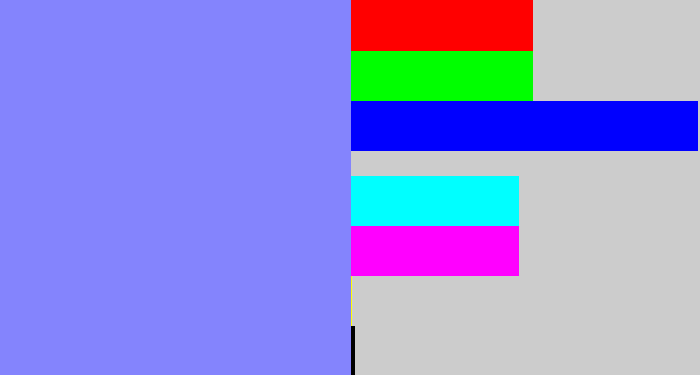 Hex color #8484fd - lavender blue