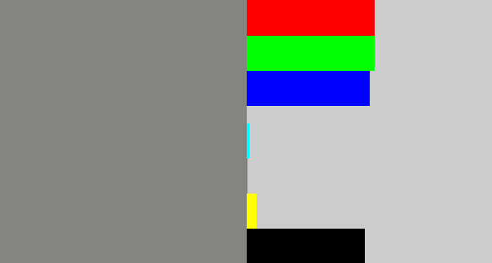 Hex color #848580 - medium grey