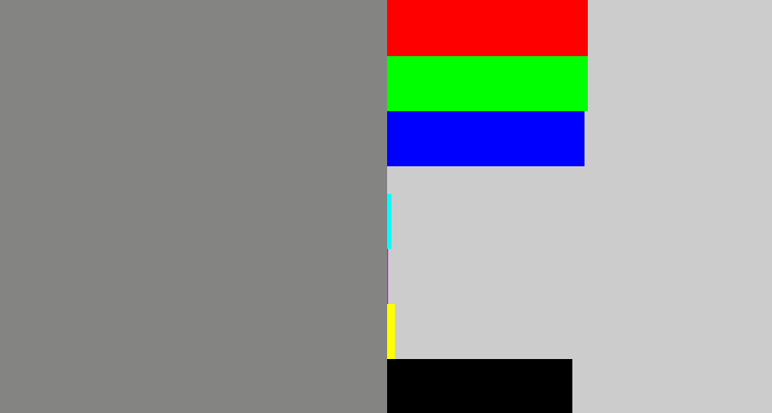 Hex color #848582 - medium grey