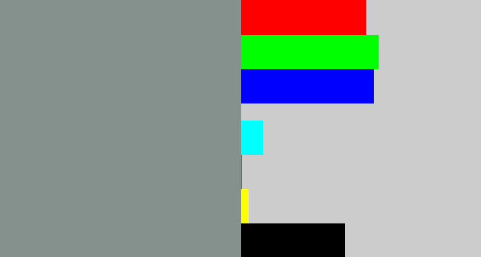 Hex color #84918c - grey