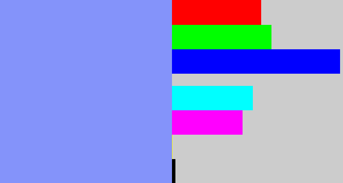 Hex color #8493fa - periwinkle blue