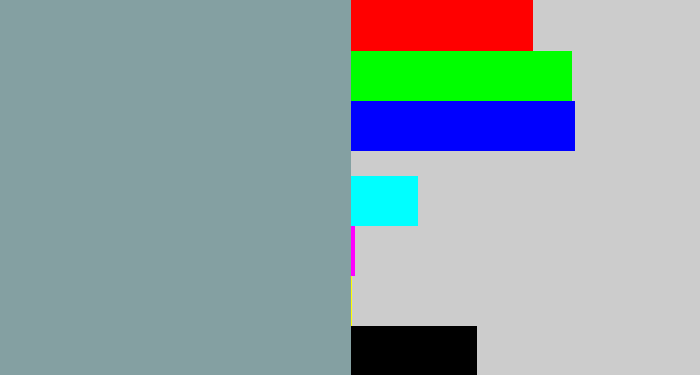 Hex color #84a0a2 - bluey grey