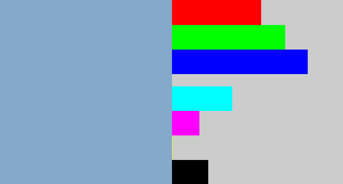 Hex color #84a9ca - bluegrey