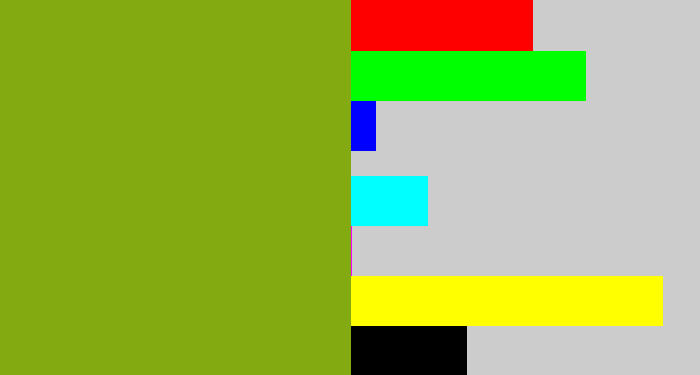 Hex color #84aa12 - pea green